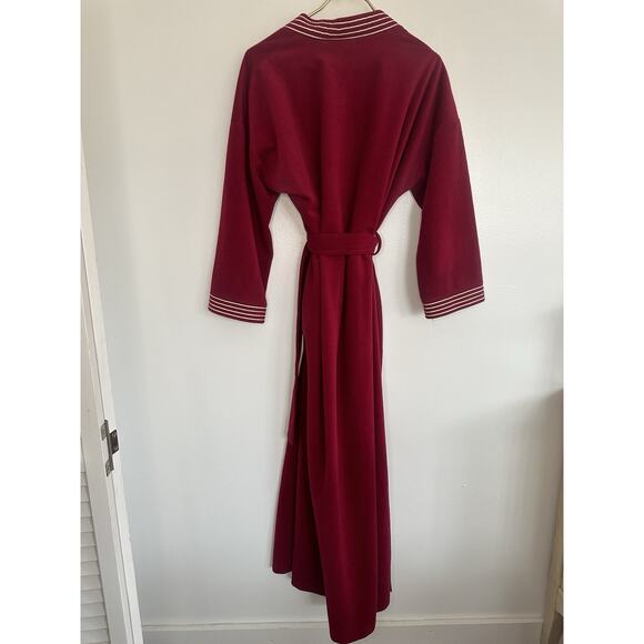 Vintage Charisma Old Hollywood Cranberry Velour Full Robe W/ Tie Cigar Robe Hef - Picture 5 of 6